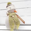 Handmade One of a Kind Primitive Snowman Decoration Free Standing