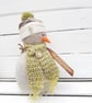 Handmade One of a Kind Primitive Snowman Decoration Free Standing - Image 1