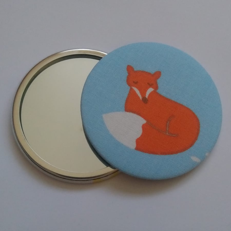 Fox Design Fabric Backed Pocket Mirror