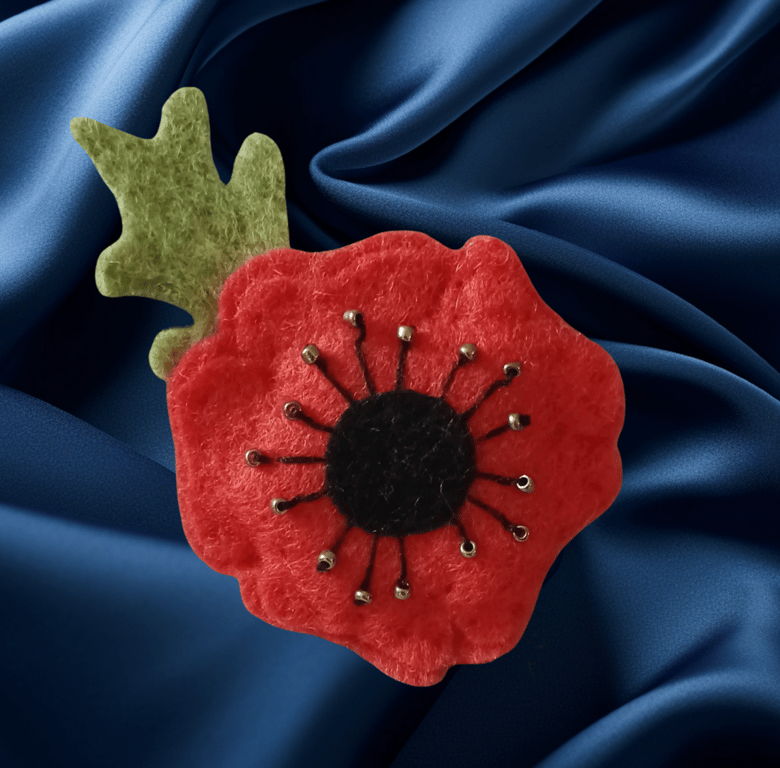 Handmade Felt Poppy Brooch