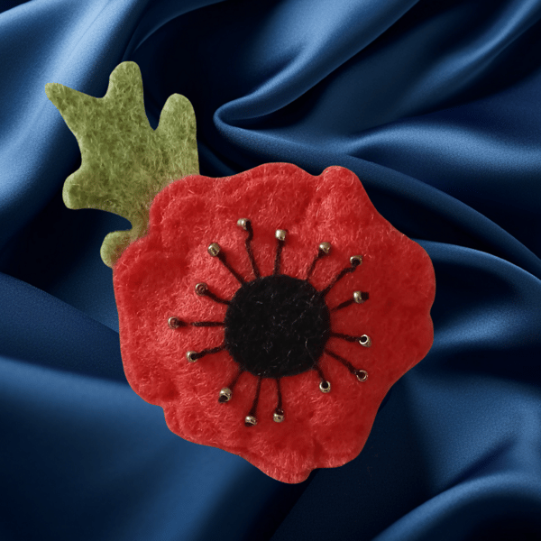Handmade Felt Poppy Brooch