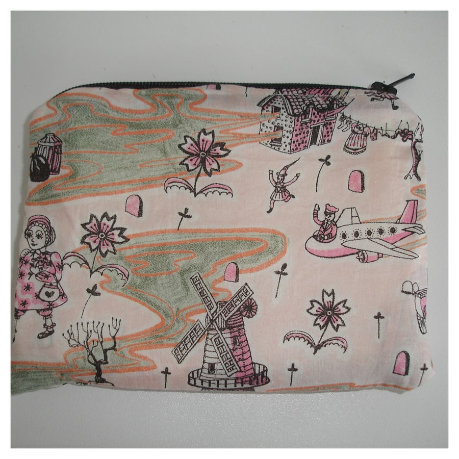 Emo Sinister Liberty Fabric Flo Grayson Perry Zipped Purse Pink and Black