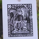 Squirrel King Lino Print