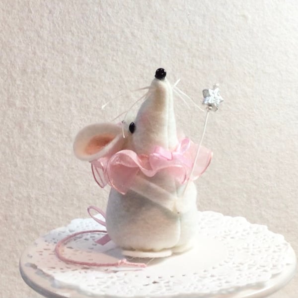 Cute white Felt 'Fairy' Mouse Home Decor, Gift