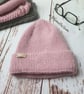 Hand knitted pink beanie, Fashion pointy beanie, Merino cotton mohair blend - Image 3