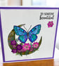 Handmade Watercolour Butterfly and Moon Greeting Card, "To Someone Beautiful" - Image 3