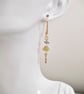 Flower drop earrings Gold Plated Daisy Green jade, White jasper, Yellow  - Image 6