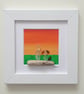 Seaglass and driftwood framed art "SUNSET" - Image 1