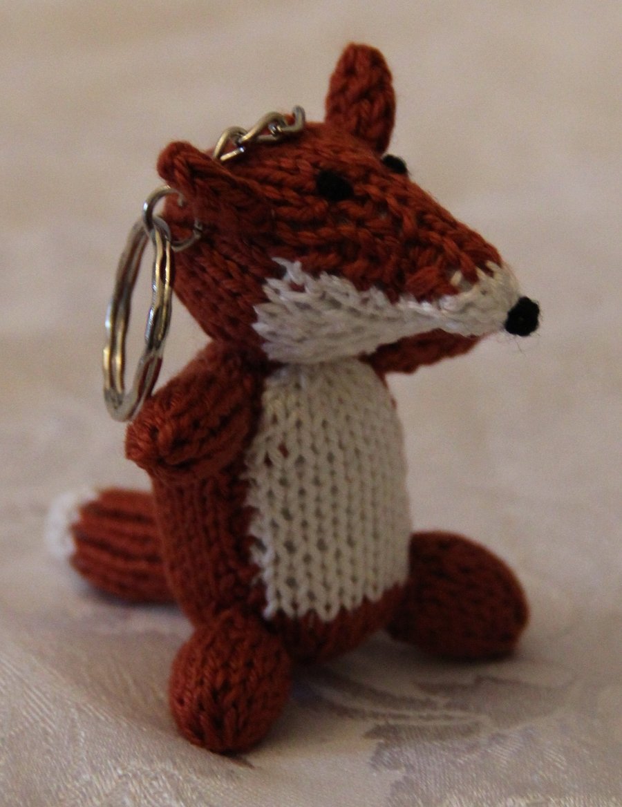 Hand Knitted Tiny Fox Keyring