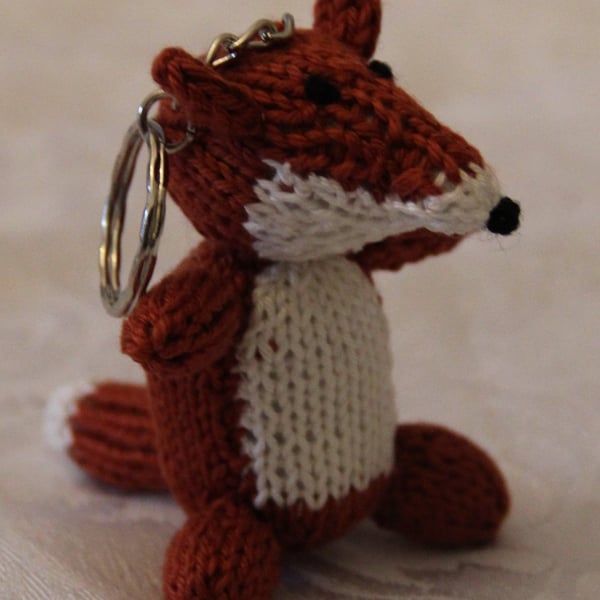 Hand Knitted Tiny Fox Keyring