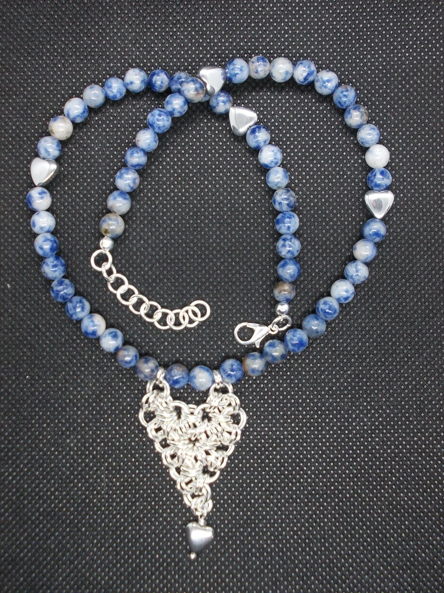 SALE - Sodalite and Haematite necklace