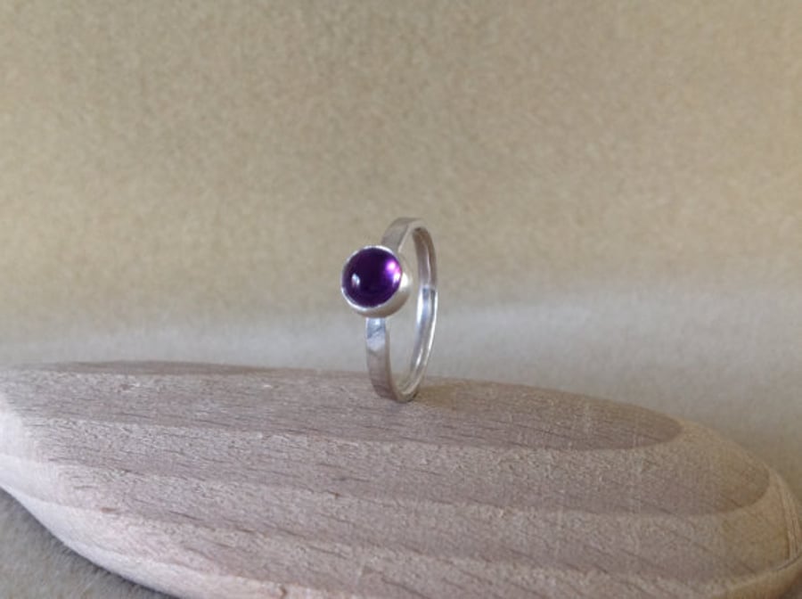 Purple Amethyst Sterling and Fine silver ring