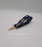 Bag charm wristlet  - keyfob, navy blue and gold snowflake keyring. Sale.    - Image 1