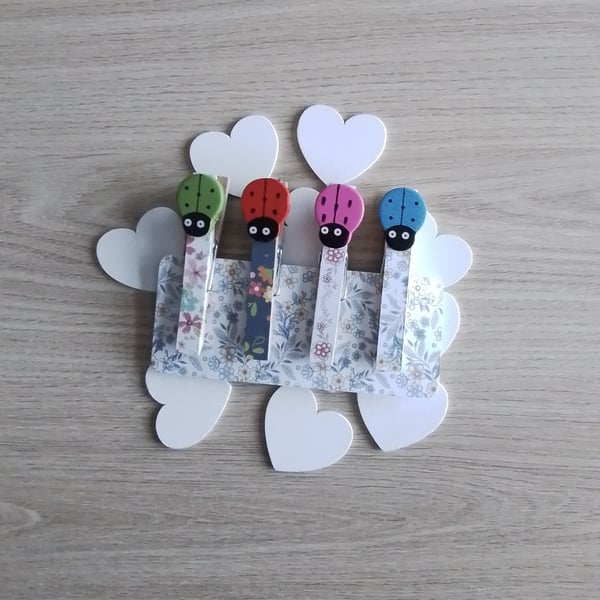 Set 4 Magnetic Pegs, Fridge Magnet, Office Magnet, Ladybird, Ladybug