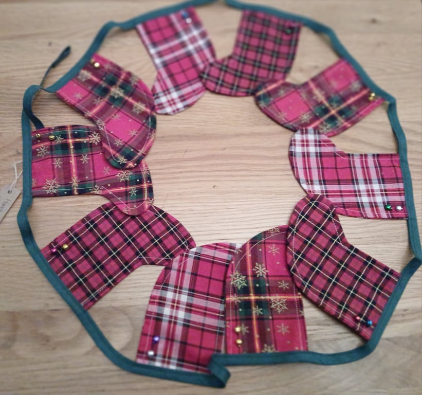 Handmade Christmas Bunting Mini Tartan Stockings