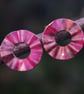 Red Copper Ripple Circle Stud Earrings  - Image 3