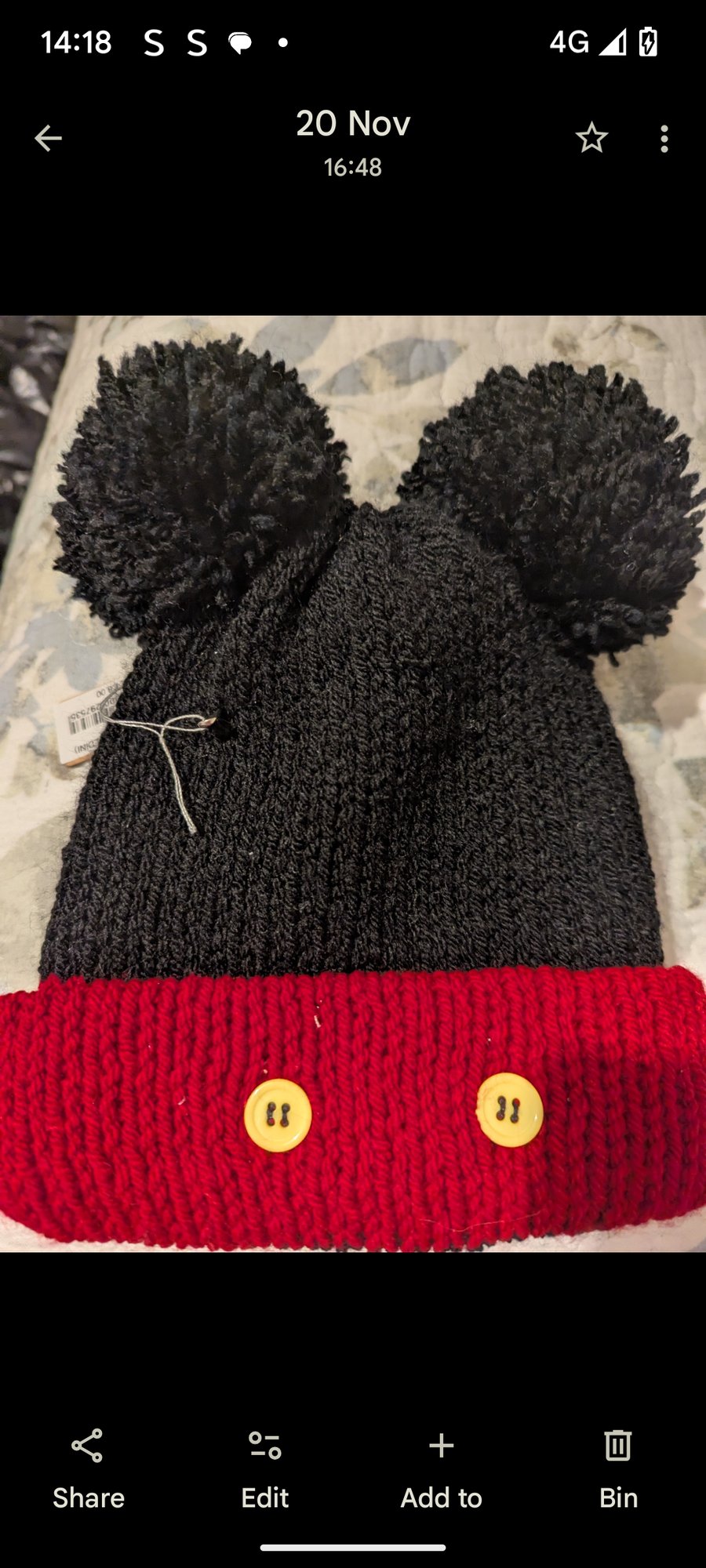 Mickey mouse inspired beanie hat 