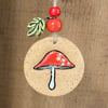 Ceramic toadstool decoration natural clay