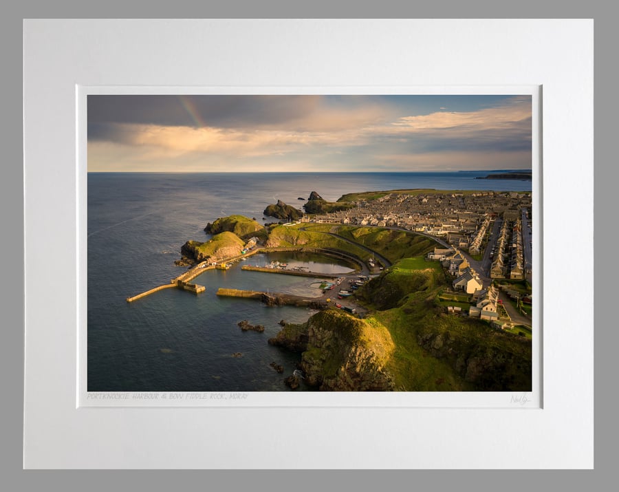 Portknockie Harbour & Bow Fiddle Rock, Moray - A3 (50x40cm) Unframed Print