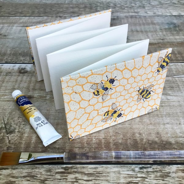 Mini Watercolour Sketchbook with Bee themed Grass Paper