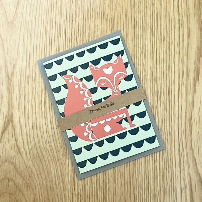 Fox Card from Original Hand Carved Lino Print – Nature Inspired Greeting, Blank 