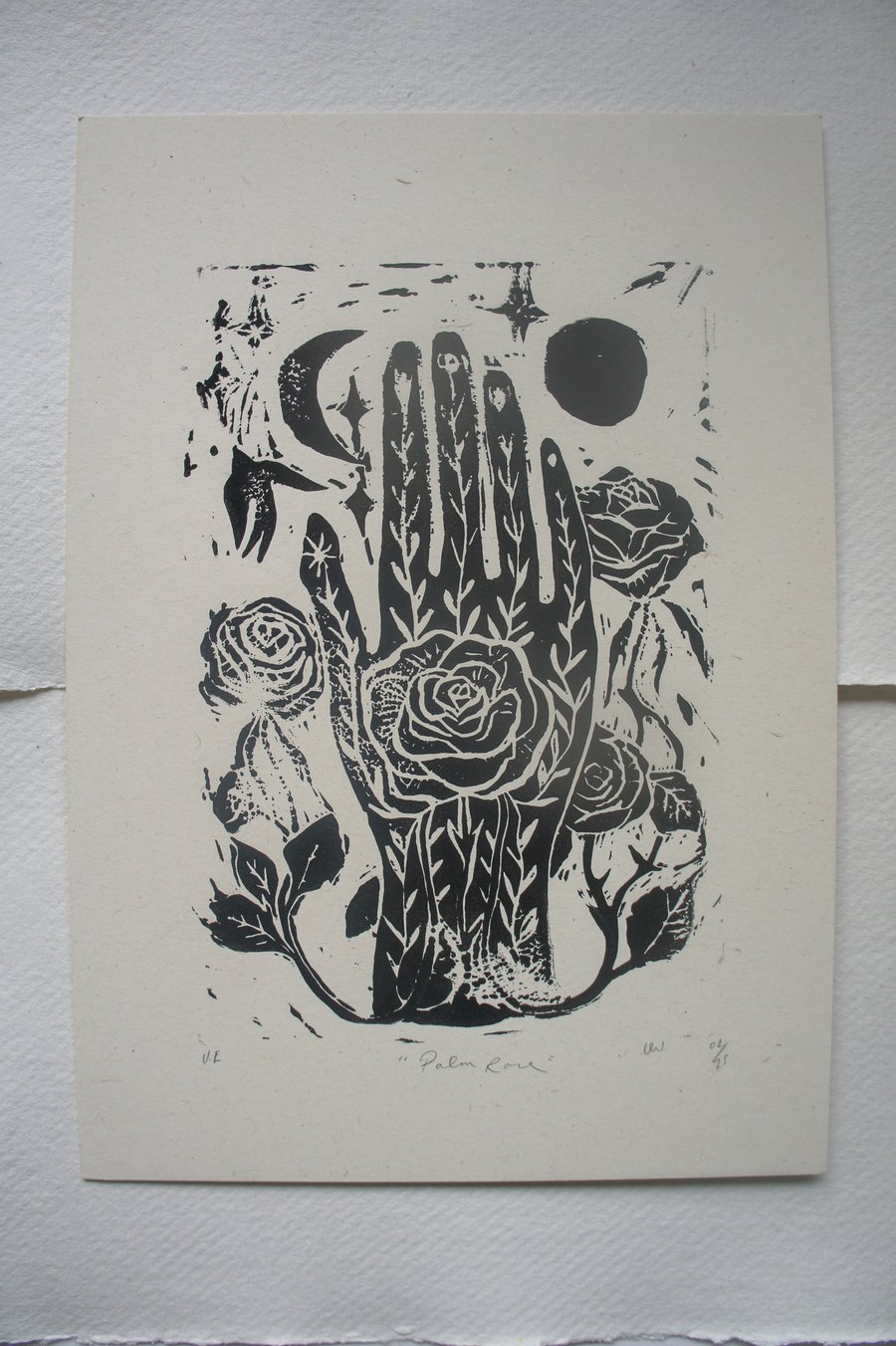 Perfectly Imperfect Linocut Print Palm Rose