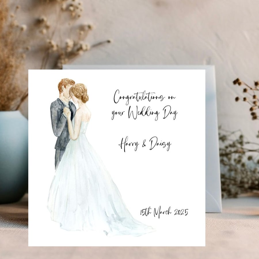 First Dance Watercolour Personalised Wedding Card