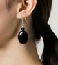 Black Agate Coin & Sterling Silver Drop Earrings – Handmade - Image 4