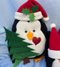 Christmas Ornaments. Display of Family of Penguins. Home Decor. Fleece and Felt. - Image 3