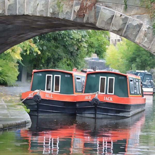 Jack & Jill Narrow Boats A5 Greeting Card 