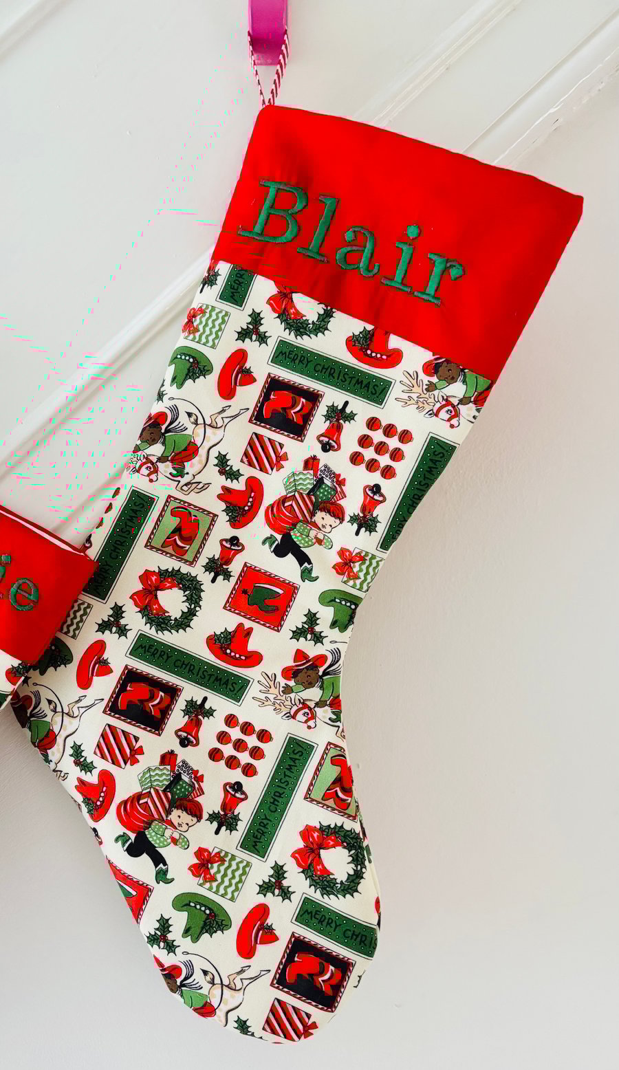 Personalised large Christmas stocking - cowboy print