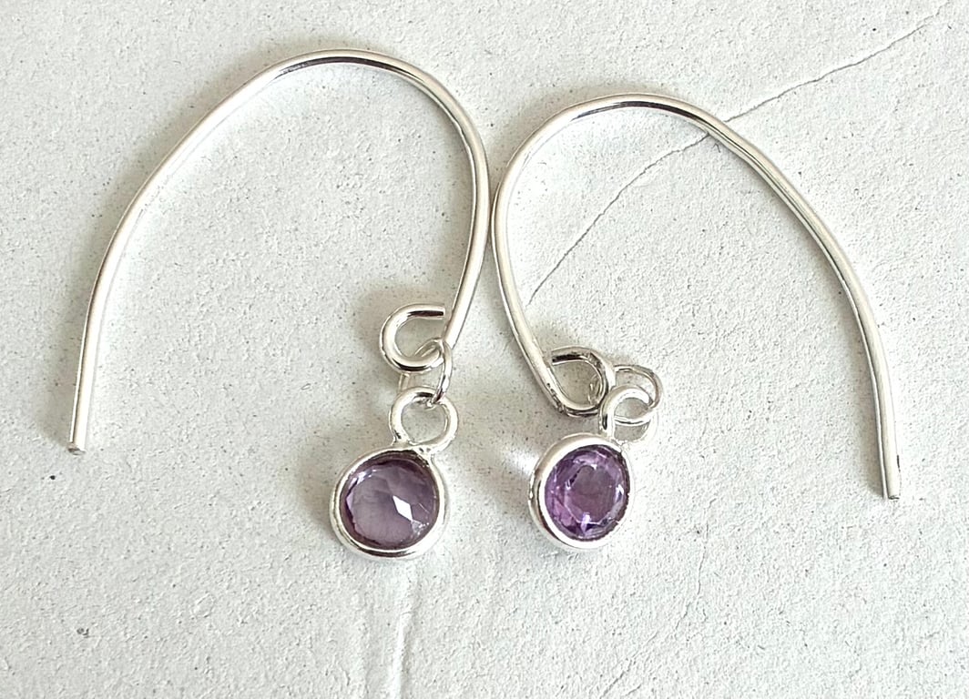 Delicate Amethyst and Sterling Silver Earrings