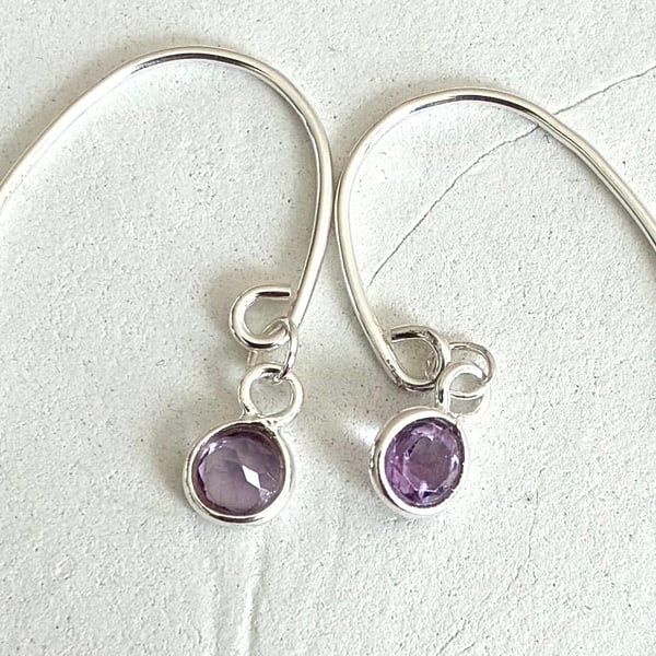 Delicate Amethyst and Sterling Silver Earrings