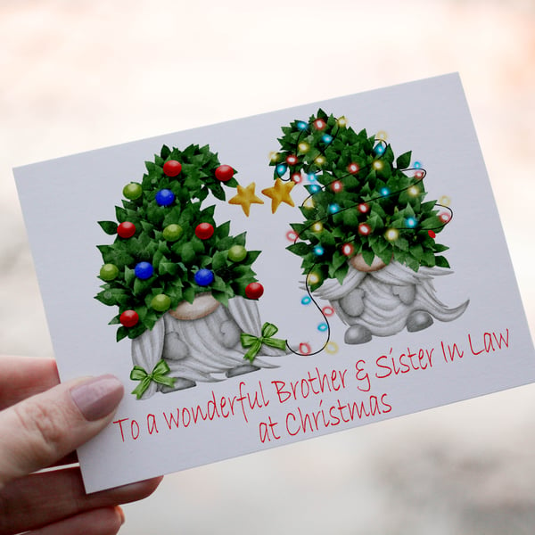 Wonderful Brother & Sister In Law Gnome Christmas Card, Brother Christmas Card