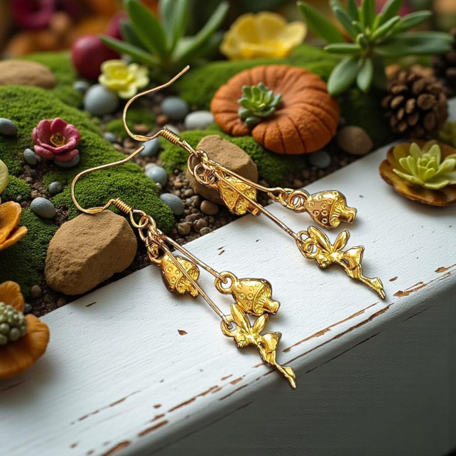 Fairy earrings, mystical jewellery, one off earrings, fairy jewellery