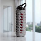 Hand Crochet Water Bottle Holder Crossbody Water Bottle Carrier - Silver Grey