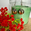 Small Stainless Steel Disc Earrings with Crystal Bead