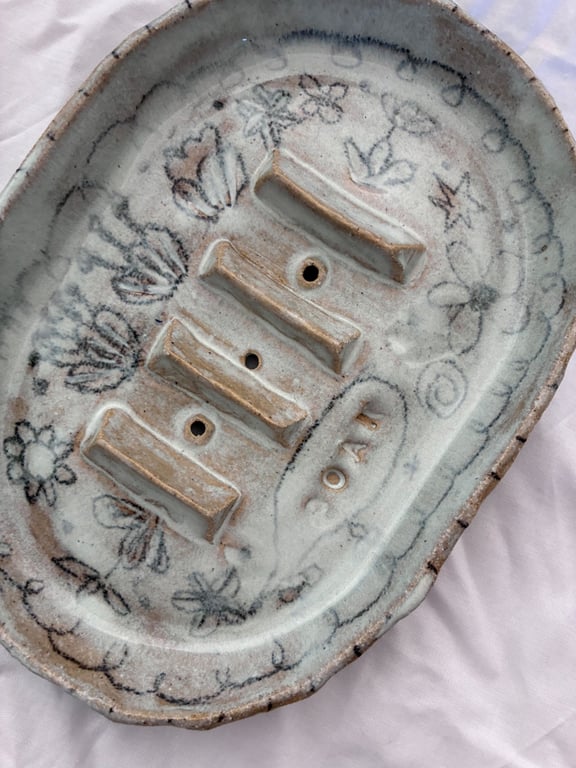 Handmade ceramic soapdish white glaze
