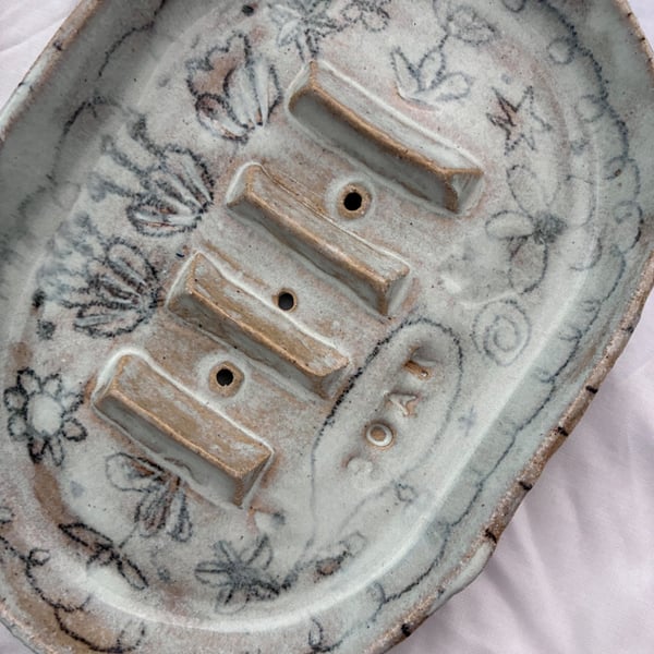 Handmade ceramic soapdish white glaze