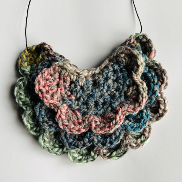 Handmade crochet lace bib necklace