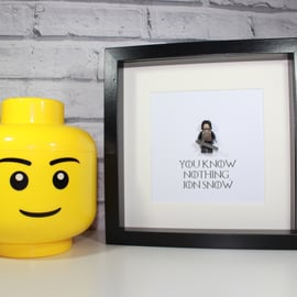 GAME OF THRONES - FRAMED CUSTOM LEGO JON SNOW FIGURE