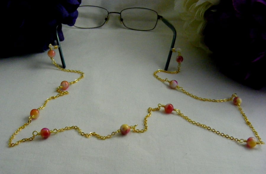 Rose Jade Gemstone Glasses Chain