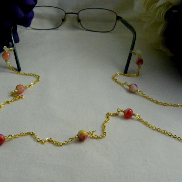 Rose Jade Gemstone Glasses Chain