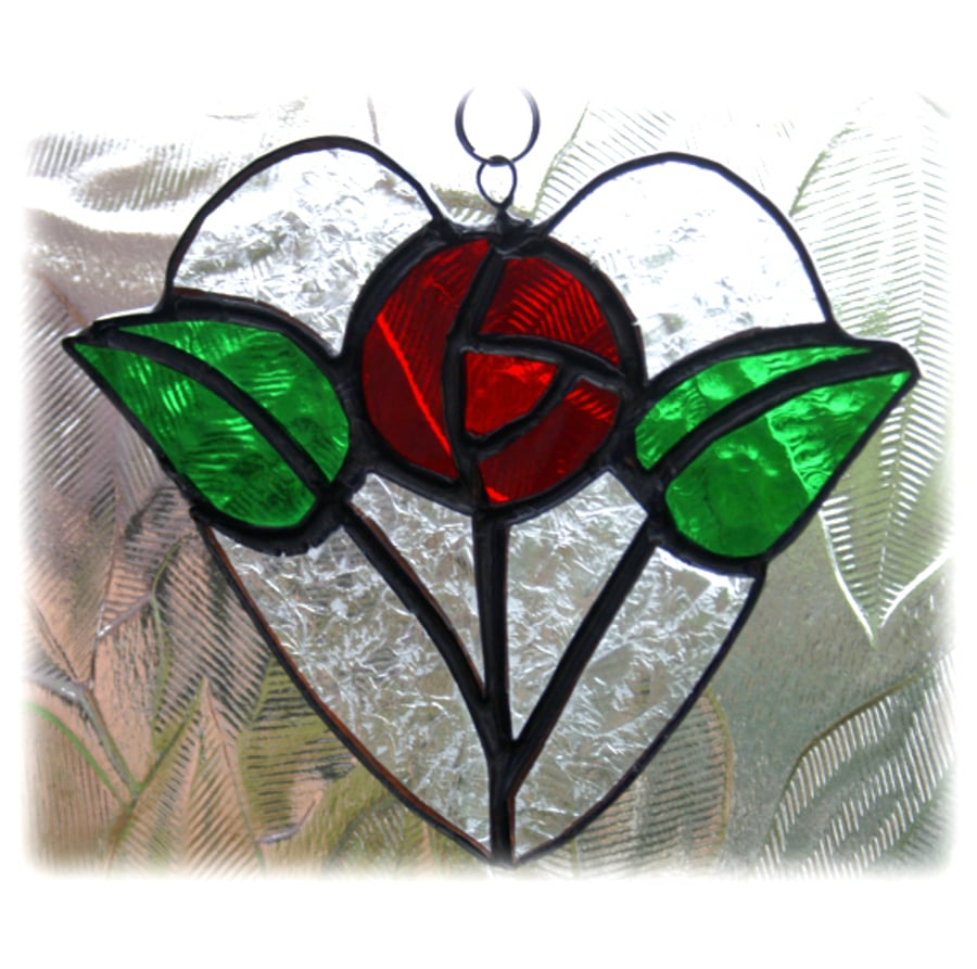 Rose Heart Suncatcher Stained Glass Machintosh 