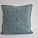 Sophie Allport Teal Bees  Cushion Cover with Black  Piping