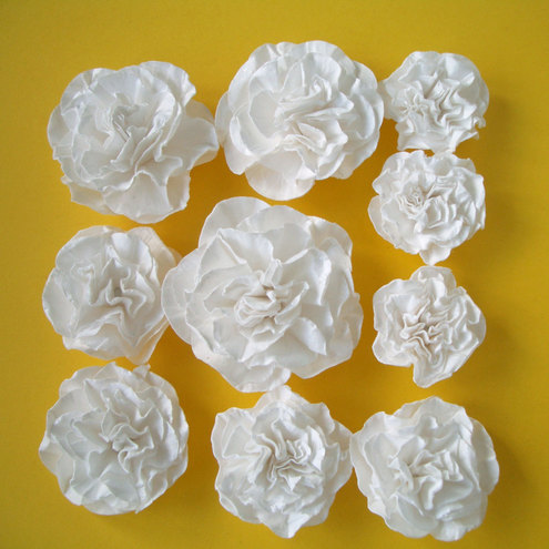 10 White Handmade Flowers