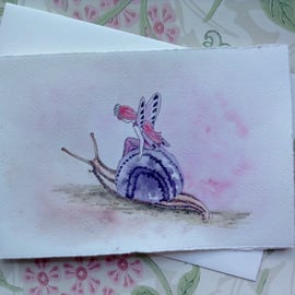 Fairy and Snail greetings card