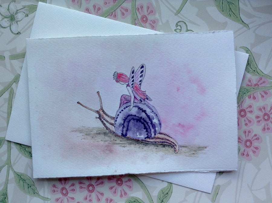 Fairy and Snail greetings card