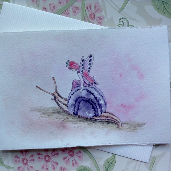 Fairy and Snail greetings card