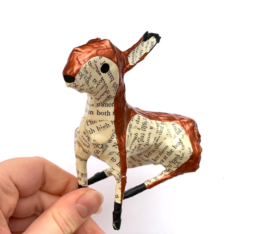 Wonky Copper Hare Paper Model - SALE ITEM READY TO SHIP